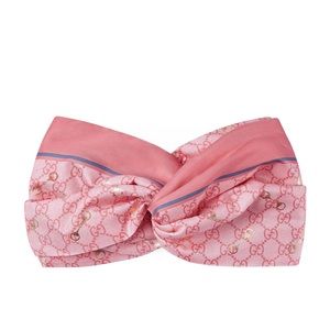 NWT Gucci GG Silk Pink Horesbit Headband/Head-wrap
